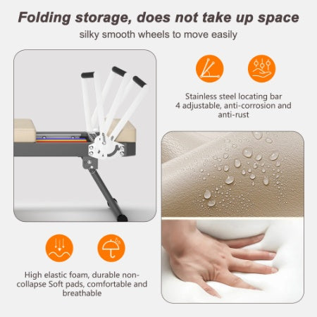 Pilates Reformer Machine For Home Gym Workout, Foldable Pilates Equipment With High Strength Alloy Springs For Beginners, Up To 330lbs