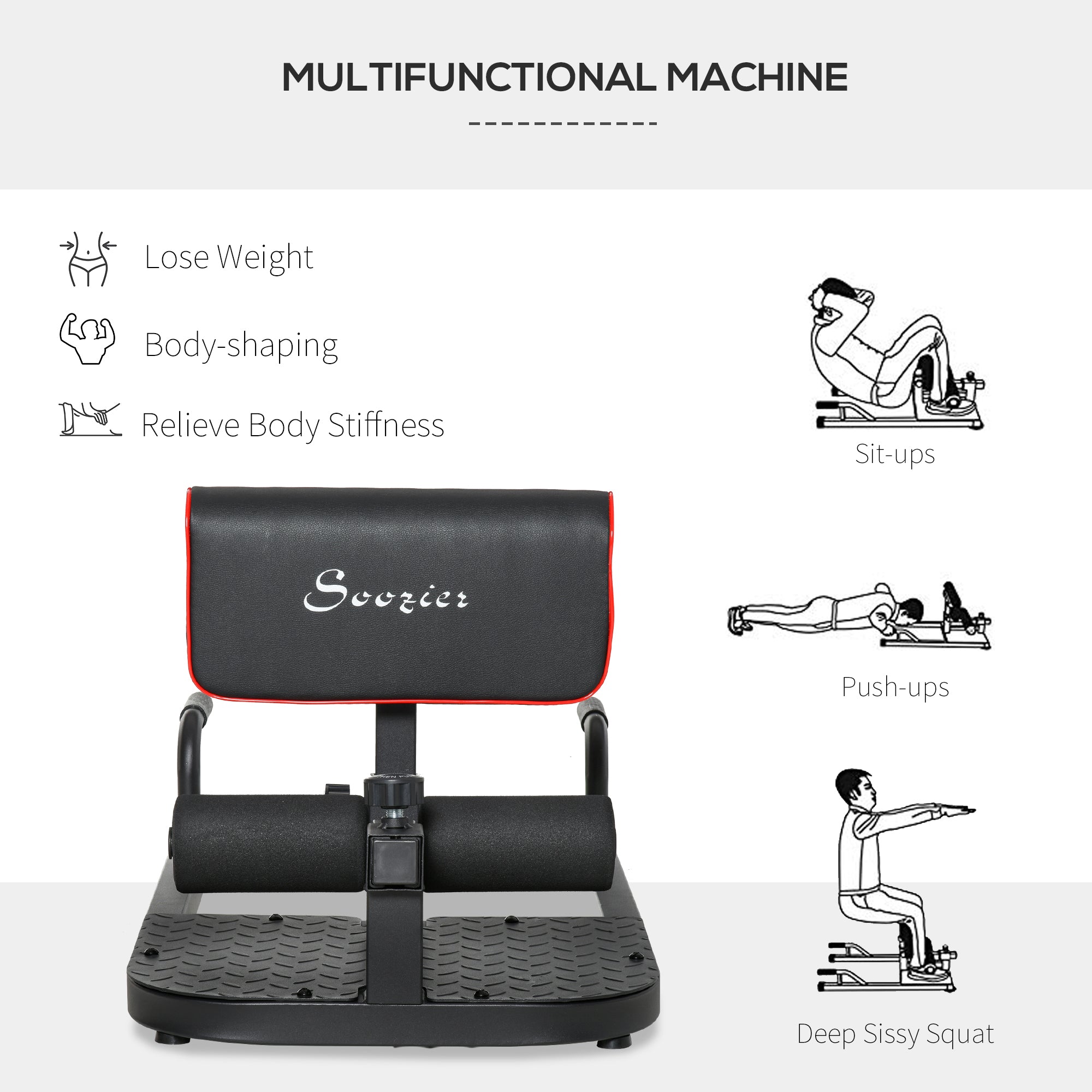 1 Padded Push Up Sit Up Squat Machine Home Gym Fitness Equipment
